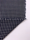 Windowpane Check Open-Weave Lightweight Wool Suiting - Navy / White