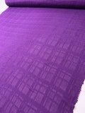 Italian Shadow Plaid Open-Weave Lightweight Wool-Cotton Gauze - Purple