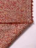 Chunky Herringbone Wool-Blend Tweed Coating - Orange / Red / Off-White / Black