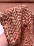 Chunky Herringbone Wool-Blend Tweed Coating - Orange / Red / Off-White / Black