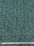 Chunky Herringbone Tweed Coating - Evergreen / White