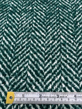 Chunky Herringbone Tweed Coating - Evergreen / White