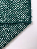 Chunky Herringbone Tweed Coating - Evergreen / White