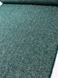 Chunky Herringbone Tweed Coating - Evergreen / White