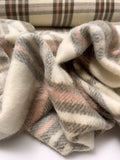 Plaid Brushed Twill Coating - Cream / Dark Taupe / Peach