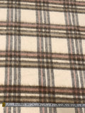 Plaid Brushed Twill Coating - Cream / Dark Taupe / Peach