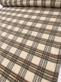 Plaid Brushed Twill Coating - Cream / Dark Taupe / Peach