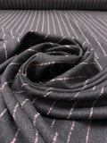 Italian Wool Suiting with Woven Bouclé Stripes - Dark Grey / Light Pink