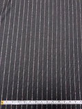 Italian Wool Suiting with Woven Bouclé Stripes - Dark Grey / Light Pink