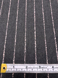 Italian Wool Suiting with Woven Bouclé Stripes - Dark Grey / Light Pink