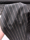 Italian Wool Suiting with Woven Bouclé Stripes - Dark Grey / Light Pink