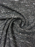 Hazy Herringbone Wool-Blend Coating with Loopy Yarn - Black / Ash White / Turmeric