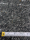 Hazy Herringbone Wool-Blend Coating with Loopy Yarn - Black / Ash White / Turmeric