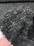 Hazy Herringbone Wool-Blend Coating with Loopy Yarn - Black / Ash White / Turmeric