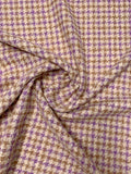 Houndstooth Wool-Blend Bouclé Tweed Suiting - Light Violet / Tan / Oatmeal