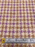 Houndstooth Wool-Blend Bouclé Tweed Suiting - Light Violet / Tan / Oatmeal