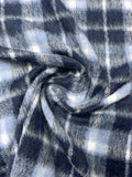 Italian Plaid Mohair-Like Wool Blend Coating - Slate Navy / Icy Blue / Off-White