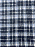 Italian Plaid Mohair-Like Wool Blend Coating - Slate Navy / Icy Blue / Off-White