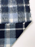 Italian Plaid Mohair-Like Wool Blend Coating - Slate Navy / Icy Blue / Off-White