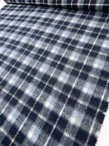 Italian Plaid Mohair-Like Wool Blend Coating - Slate Navy / Icy Blue / Off-White