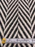 Textured Herringbone Coating - Black / Off-White