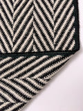 Textured Herringbone Coating - Black / Off-White