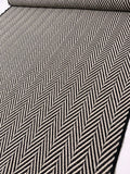 Textured Herringbone Coating - Black / Off-White