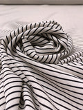 Horizontal Striped Printed Silk Georgette - Off-White / Black