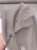 Horizontal Striped Printed Silk Georgette - Off-White / Black