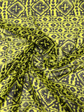 Graphic Printed Silk Chiffon - Chartreuse / Black