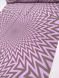 Hypnotic Chevron Star Matte-Side Printed Silk Charmeuse Panel - Lavender / Grey