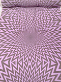 Hypnotic Chevron Star Matte-Side Printed Silk Charmeuse Panel - Lavender / Grey