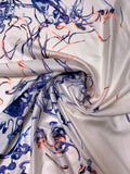 Abstract Tentacles Printed Fine Silk Twill Panel - Off-White / Purples / Neon Orange