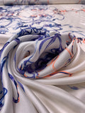 Abstract Tentacles Printed Fine Silk Twill Panel - Off-White / Purples / Neon Orange