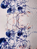 Abstract Tentacles Printed Fine Silk Twill Panel - Off-White / Purples / Neon Orange