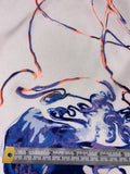 Abstract Tentacles Printed Fine Silk Twill Panel - Off-White / Purples / Neon Orange