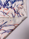 Abstract Tentacles Printed Fine Silk Twill Panel - Off-White / Purples / Neon Orange