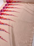 Floral Towers Border Pattern Printed Silk Shantung - Bridal Peach / Pinks / Tangerine / Purples