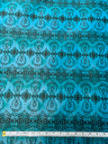 Regal Ornate Printed Iridescent Silk Taffeta - Teal