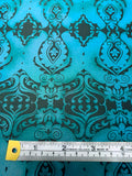 Regal Ornate Printed Iridescent Silk Taffeta - Teal