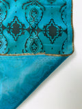 Regal Ornate Printed Iridescent Silk Taffeta - Teal