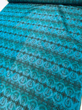 Regal Ornate Printed Iridescent Silk Taffeta - Teal