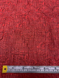 Italian Floral Crinkled Woven Jacquard with Vertical Stretch - Brick Red / Dusty Brown