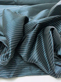 Italian Yarn-Dyed Horizontal Striped Semi-Sheer Lustrous Taffeta with Vertical Stretch - Bluish Green