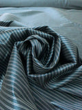 Italian Yarn-Dyed Horizontal Striped Semi-Sheer Lustrous Taffeta with Vertical Stretch - Bluish Green