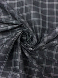 Italian Yarn-Dyed Plaid Semi-Sheer Lustrous Taffeta with Vertical Stretch - Black / White