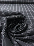 Italian Yarn-Dyed Plaid Semi-Sheer Lustrous Taffeta with Vertical Stretch - Black / White