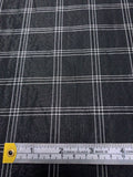 Italian Yarn-Dyed Plaid Semi-Sheer Lustrous Taffeta with Vertical Stretch - Black / White