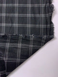 Italian Yarn-Dyed Plaid Semi-Sheer Lustrous Taffeta with Vertical Stretch - Black / White