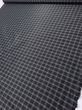 Italian Yarn-Dyed Plaid Semi-Sheer Lustrous Taffeta with Vertical Stretch - Black / White